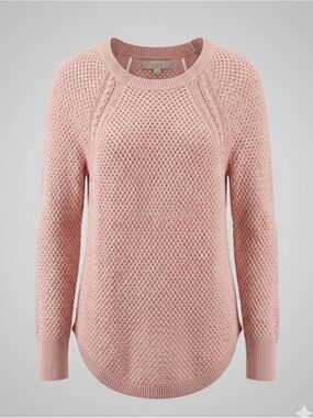 LOFT Pink Textured Crewneck Sweater